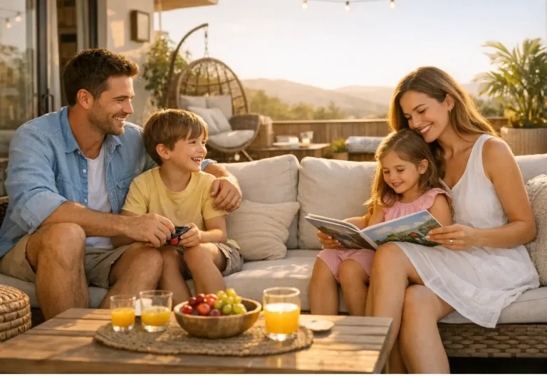 Alarma sin cuotas para casa Familia tranquila en casa protegida con alarma sin cuotas y sistema de seguridad para el hogar